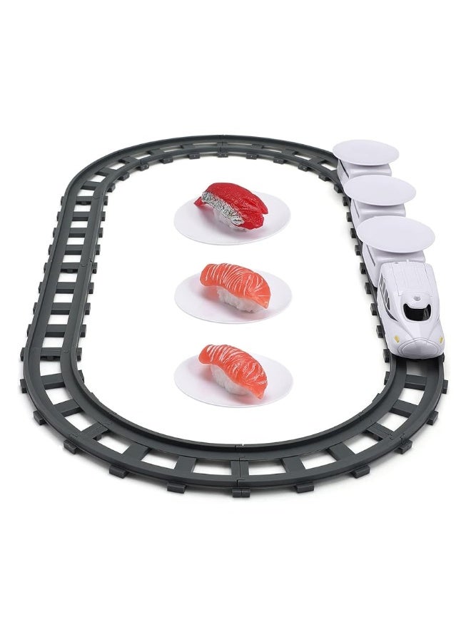 STOBOK Rotating Sushi Train Toys Electric Rotary Sushi Machine Set Track Conveyor Belt Rotating Table Food Train Toys for Kids Multifunctional Kids Toys, White