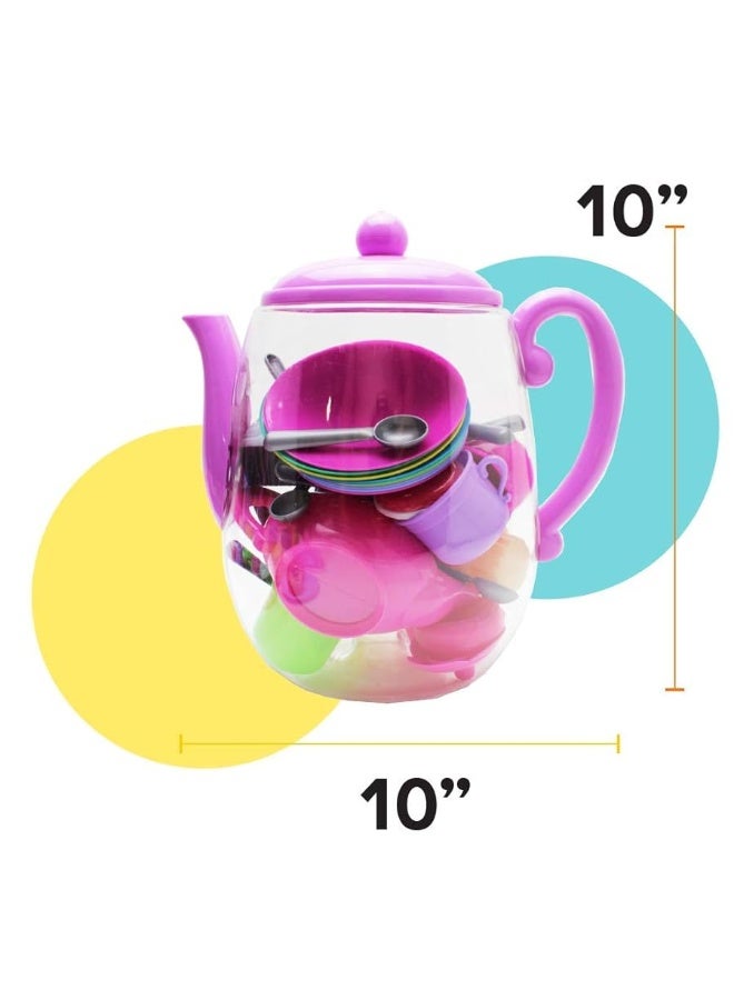 Boley Kitchen Toys Tea Party Set - Includes 1 Tea Pot and 38 Tea Accessories - Educational and Pretend Play Toys for Kids, Children, Toddlers - Durable Plastic Toy Set for Boys and Girls