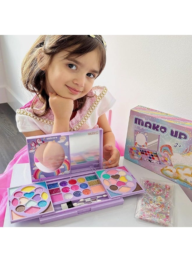 Tomons Kids Makeup Kit for Girl Princess Real Washable Cosmetic Toy Beauty Set with Mirror - Non Toxic, Birthday Toys Gift for 3 4 5 6 7 8 9 10 Years Old Girls