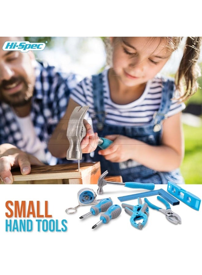 Hi-Spec 17pc Kids Real Tool Set & Child Truck Tool Box - Real Metal Hand Tools for DIY Building, Woodwork & Construction - Blue