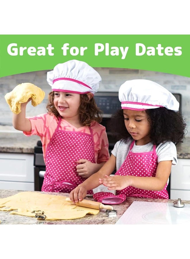 Kids Cooking and Baking Chef Set for Little Girls, Complete Cooking Sets, Toddler Dress Up & Pretend Play Dress Up Clothes for Little Girls, Kids Kitchen Toys 3-5 Years Old with Kids Aprons for Girls