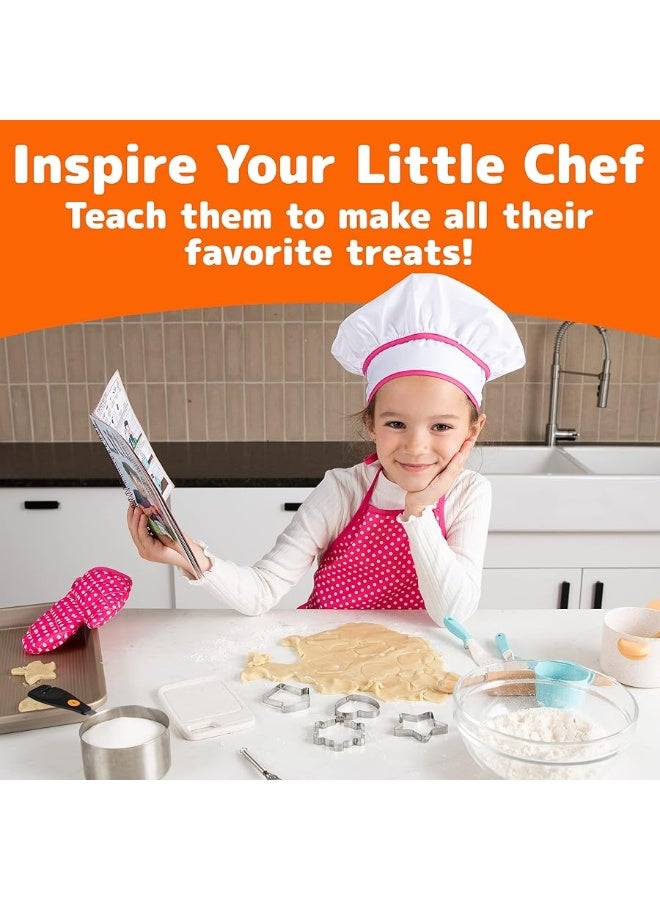 Kids Cooking and Baking Chef Set for Little Girls, Complete Cooking Sets, Toddler Dress Up & Pretend Play Dress Up Clothes for Little Girls, Kids Kitchen Toys 3-5 Years Old with Kids Aprons for Girls