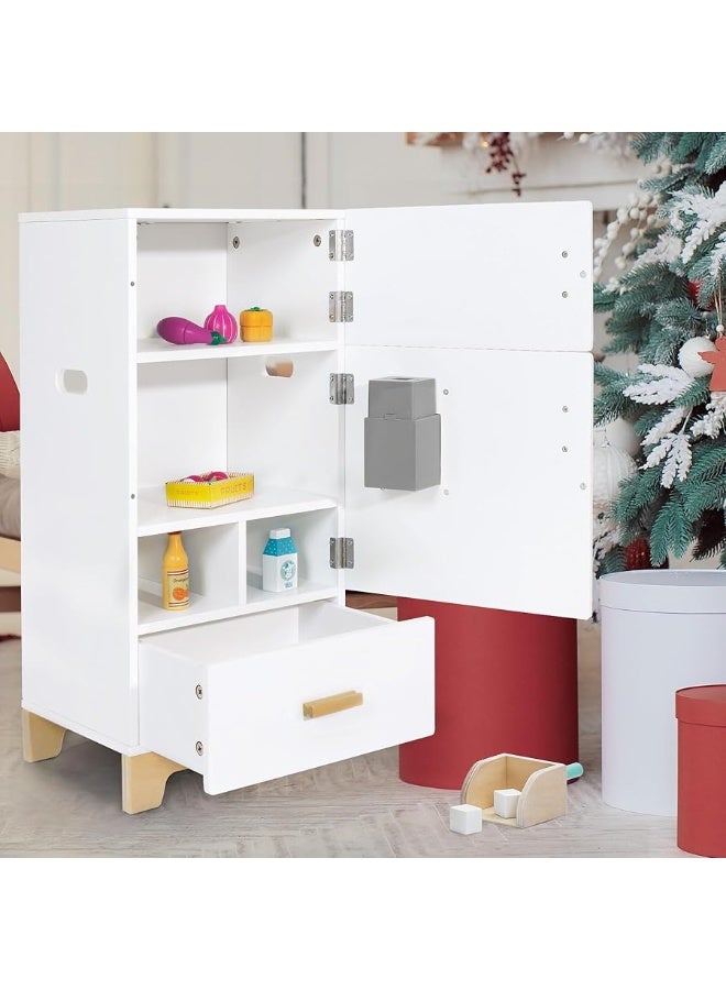 labebe - Kitchen Wooden Fridge | Fridge Freezer for Toddlers, Kids' Kitchen Playset Toy, Baby Cabinet Refrigerator Pretend Play Furniture White for Children Boy & Girl(15.8