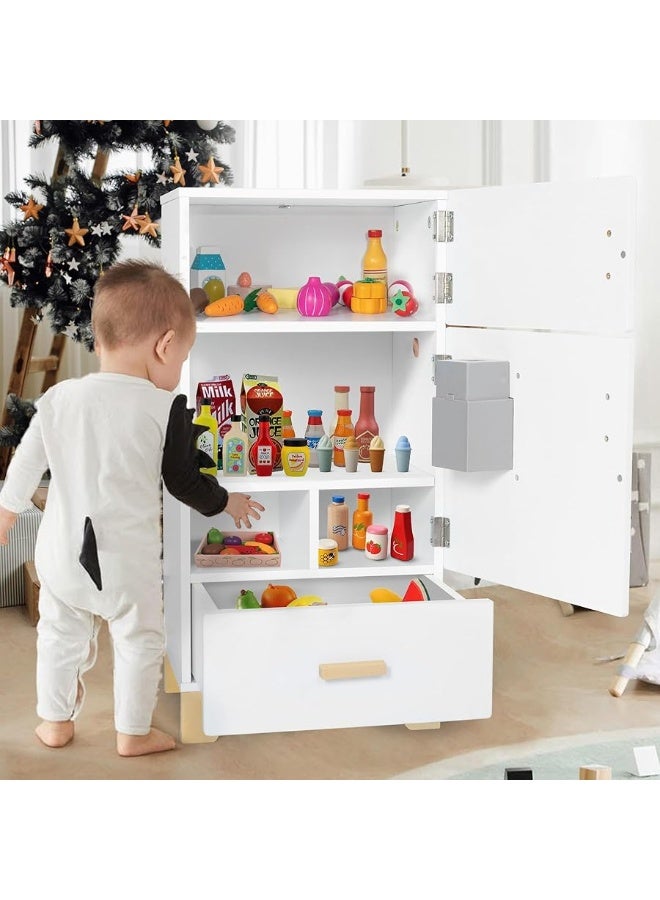 labebe - Kitchen Wooden Fridge | Fridge Freezer for Toddlers, Kids' Kitchen Playset Toy, Baby Cabinet Refrigerator Pretend Play Furniture White for Children Boy & Girl(15.8