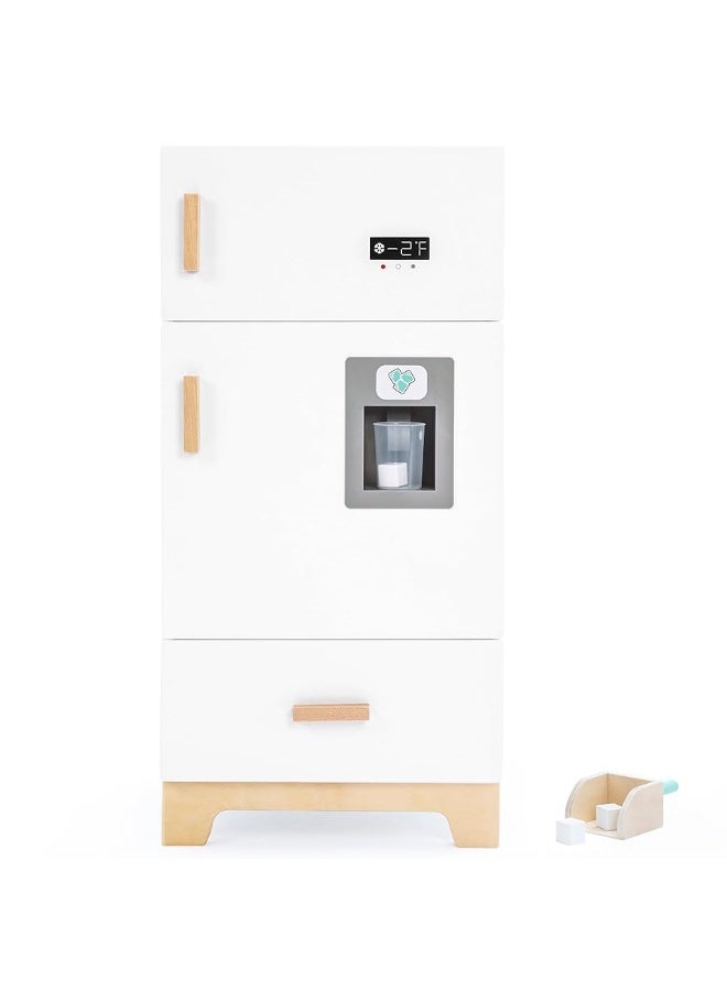 labebe - Kitchen Wooden Fridge | Fridge Freezer for Toddlers, Kids' Kitchen Playset Toy, Baby Cabinet Refrigerator Pretend Play Furniture White for Children Boy & Girl(15.8