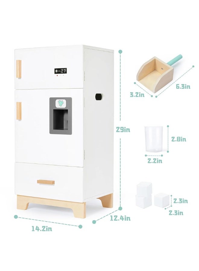 labebe - Kitchen Wooden Fridge | Fridge Freezer for Toddlers, Kids' Kitchen Playset Toy, Baby Cabinet Refrigerator Pretend Play Furniture White for Children Boy & Girl(15.8