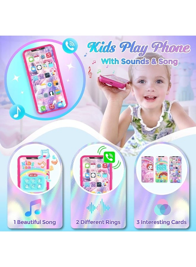 Play Toddler Girls Purse, Toddler Girl Toys Age 3-5 4-5 6-8 Kids Toys Purse Set, Pretend Makeup Kit, Phone, Princess Pretend Play Girl Toys for 3 4 5 6 7 Year Old, Birthday Gifts for Girl Age 3-5