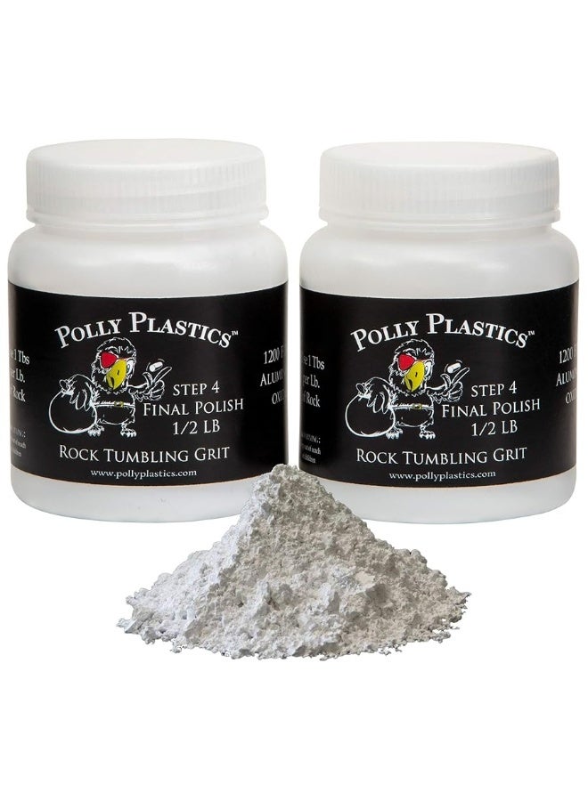 Polly Plastics Rock Tumbler Grit Refill, Final Polish 1200 Fine Aluminum Oxide, Stage 4 for Tumbling Stones (2 Pack) (1 lb.)