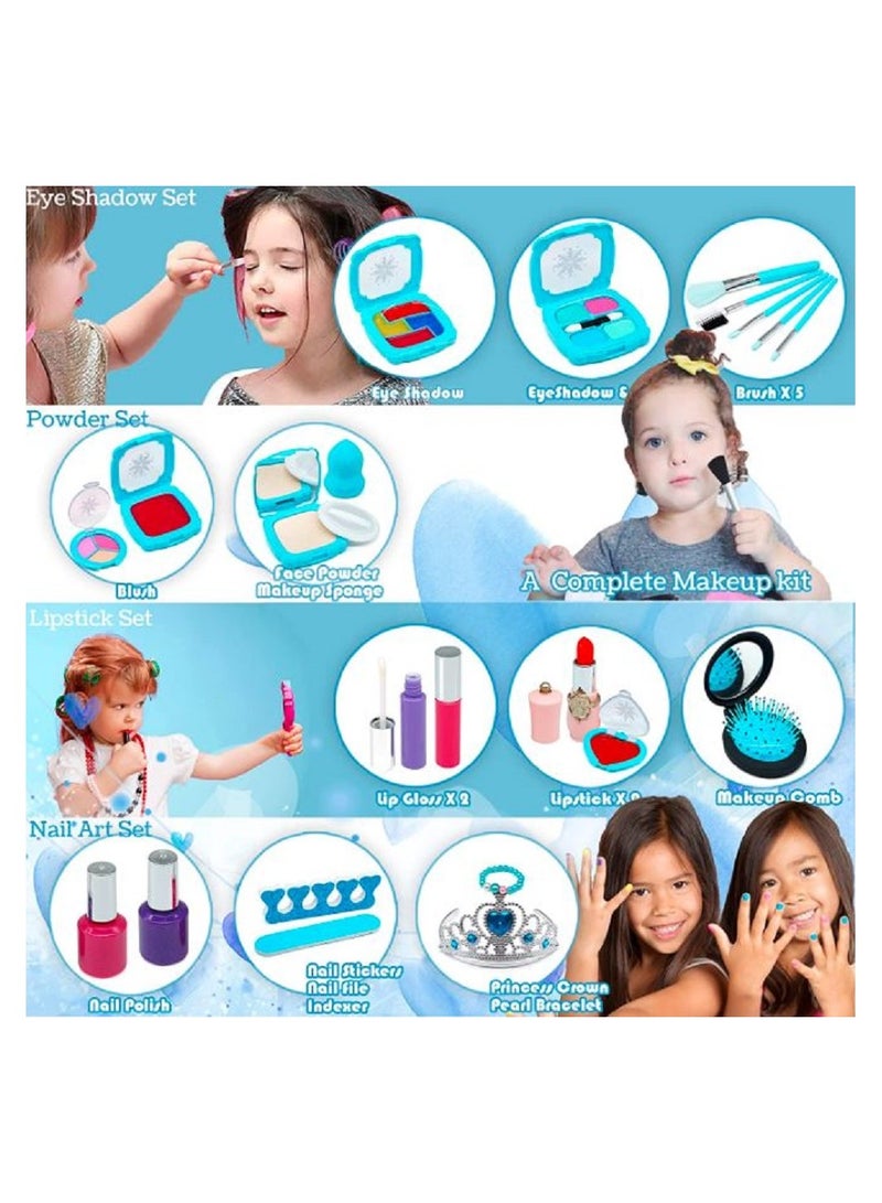 Kids Washable Makeup Kit for Girls - Real Make up kit Toys Little Girl , Toddler & Non-Toxic Make Up Set,Child Princess Play Pretend Birthday Gift,Age 3 4 5 6 7 8 Year Old