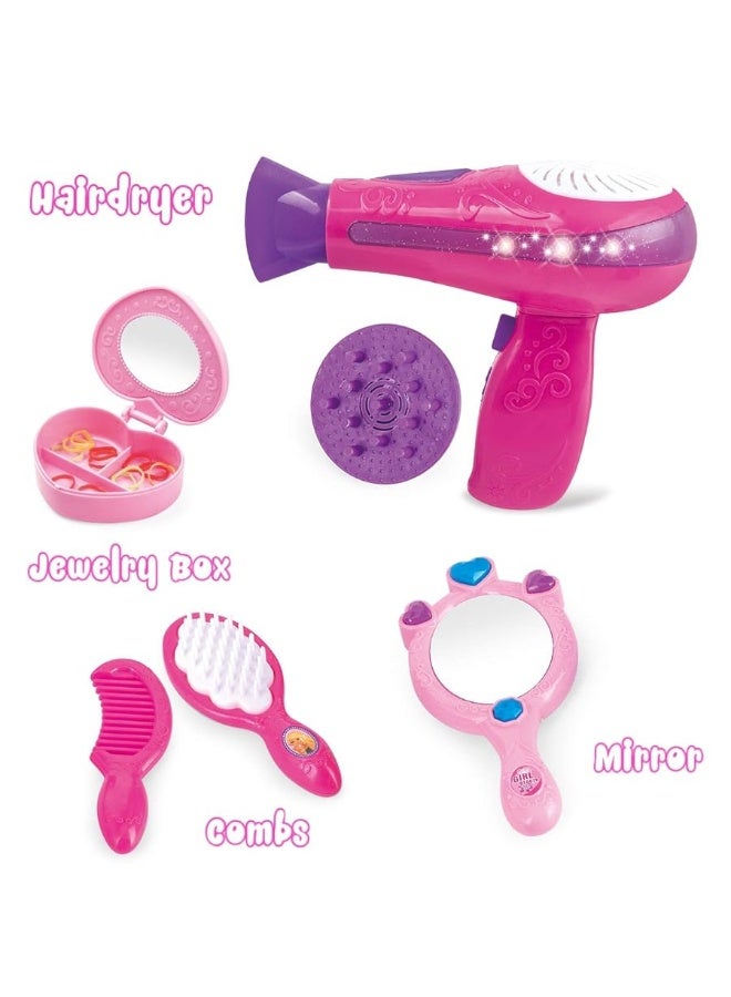 Bettina Vogue Beauty Hair Salon Fashion Pretend Play Set with Hairdryer, Mirror, Styling Accessories