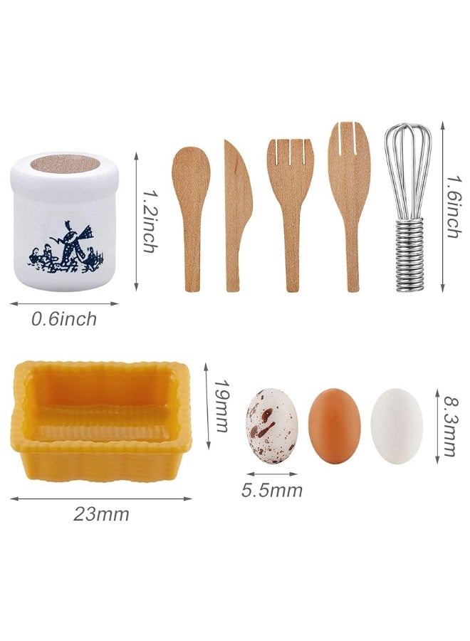 Skylety 28 Pieces 112 Dollhouse Kitchen Decorations 6 Pieces Miniature Egg Beater and Utensils with 18 Pieces Mini Egg Models Miniature Food Toy with Pottery Holder Pretend Play Toy