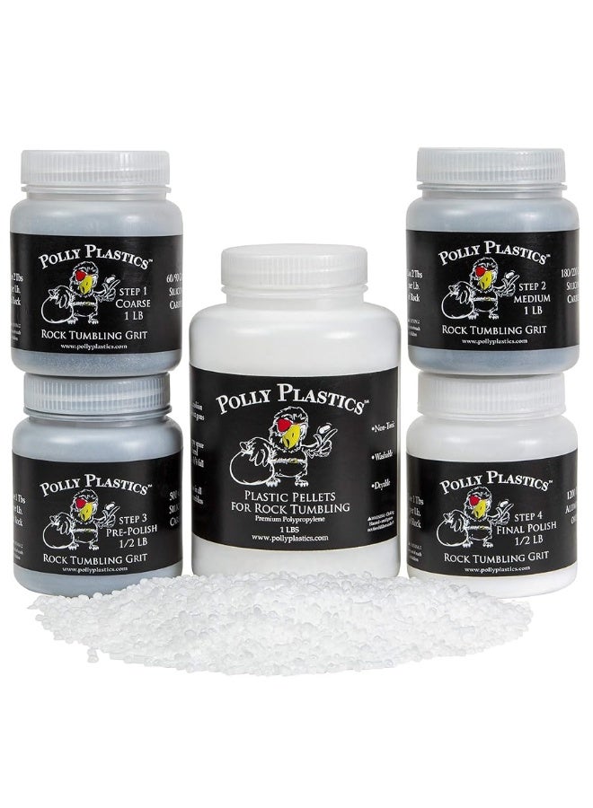 Polly Plastics Rock Tumbler Tumbling Media Grit Kit & Plastic Filler Pellets