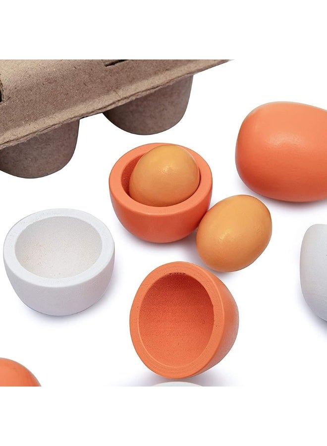 6PCS Egg Kitchen Toys, Wooden Toy Food, Kids Play Food Cooking DIY Kitchen Pretend Play Food Set, Easter Eggs