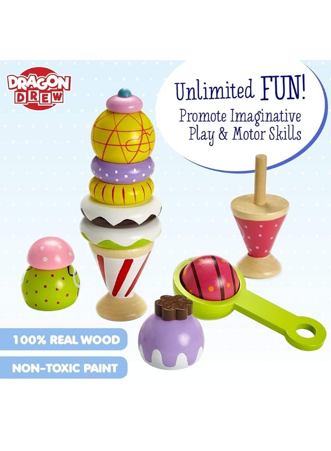 Ice Cream Toy - Pretend Ice Cream Set - Ice Cream Set for Kids - Wooden Ice Cream Set