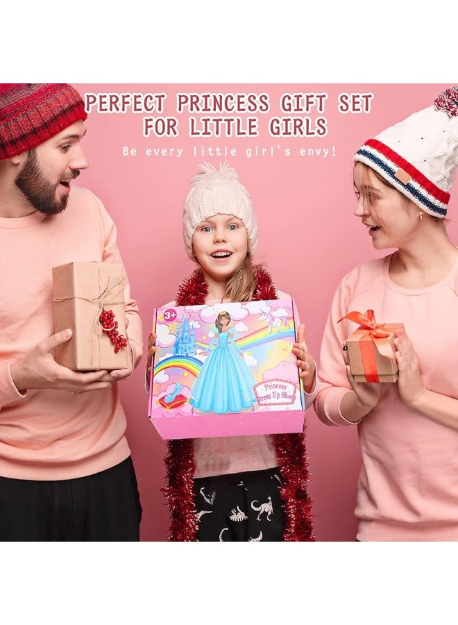 Fedio Princess Dress Up Shoes Set Little Girls Role Play Shoes Pretend Princess Gift Toy Set with 3 Pairs of Shoes,Princess Cape,Crown Tiaras,Unicorn Purse for Girls Aged 3,4,5,6 Birthday Christmas