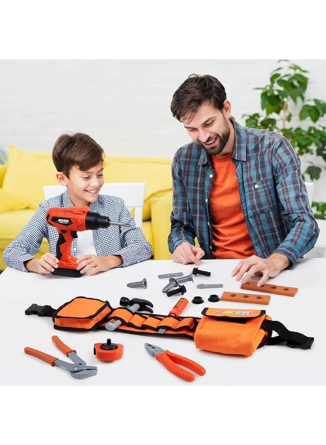 JOYIN 19Pcs Kids Tool Set Pretend Play Toddler Power Toy Tool with Construction Tool Belt  Electronic Toy Drill for Boy Girl Birthday Gift Outdoor Preschool Ages 3 4 5 6 7 Years Old