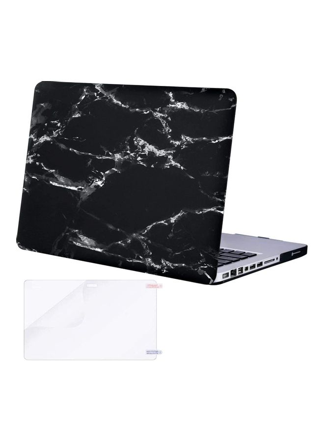 MacBook Air 13 inch Case A1466 A1369 Smooth Soft-Touch Plastic Matte Cover With Screen Protector for Older Version 2017 2016 2015 Hard Shell Black Marble