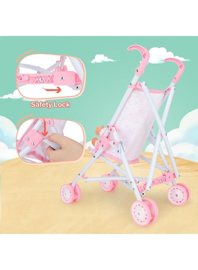 deAO Baby Doll Stroller Set with 13 inch Doll,Kids Play Stroller Toys,13