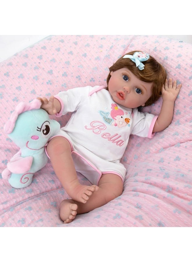 Aori Realistic Reborn Baby Doll- 22 inch Lifelike Newborn Vinyl Dolls Realistic Baby Girl with Mermaid Outfits Gift for Kids 3+