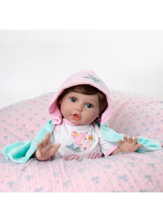 Aori Realistic Reborn Baby Doll- 22 inch Lifelike Newborn Vinyl Dolls Realistic Baby Girl with Mermaid Outfits Gift for Kids 3+