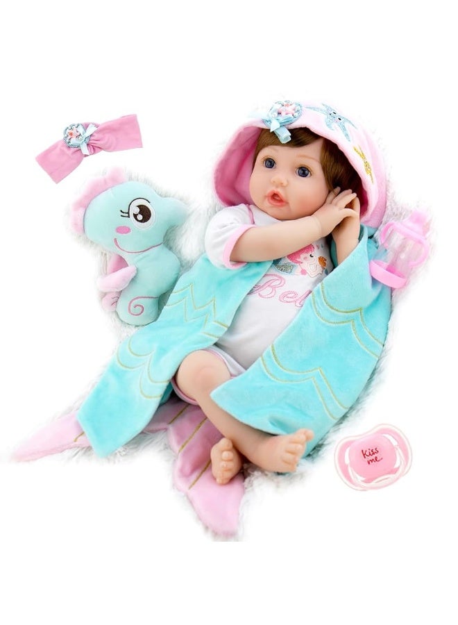 Aori Realistic Reborn Baby Doll- 22 inch Lifelike Newborn Vinyl Dolls Realistic Baby Girl with Mermaid Outfits Gift for Kids 3+