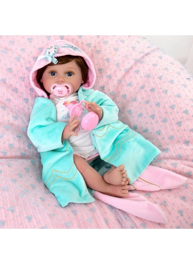 Aori Realistic Reborn Baby Doll- 22 inch Lifelike Newborn Vinyl Dolls Realistic Baby Girl with Mermaid Outfits Gift for Kids 3+