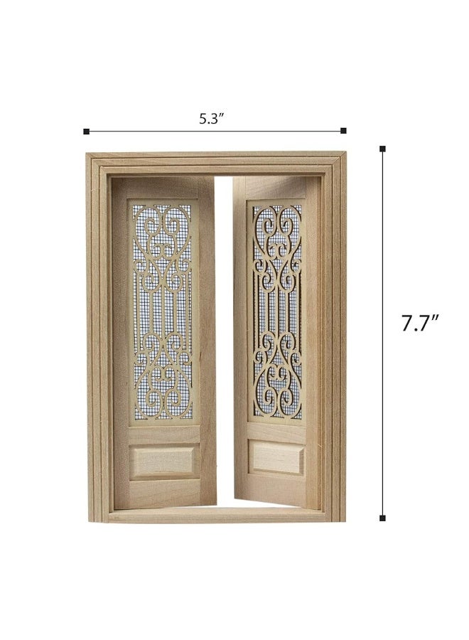 AUEAR, 1:12 Dollhouse Miniature Furniture Unpaint Wooden Doors for DIY Scene Doll Home Furniture Craft (2 Horizontal Panel)