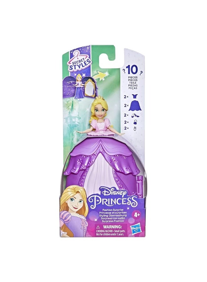 Disney Princess Secret Styles Fashion Surprise Rapunzel, Mini Doll Playset with Extra Clothes and Accessories, Toy for Girls 4 and Up