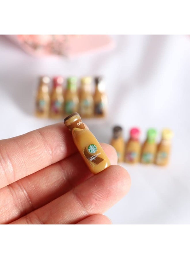 Dollhouse Decoration Accessories, 1:12 Dollhouse Ornament 5 Pcs Mini Bottled Coffee Drink Set