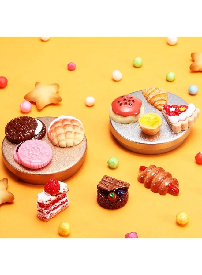 Sumind 100 Pieces Min Food Drinks Toys Mixed Pretend Foods for Dollhouse Kitchen Play Resin Miniature Food for Adults Teenagers Doll House