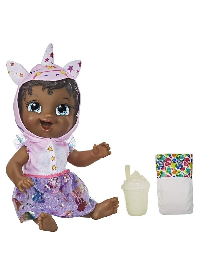 Baby Alive Tinycorns Doll, Unicorn, Accessories, Drinks, Wets, Black Hair Toy for Kids Ages 3 Years and Up