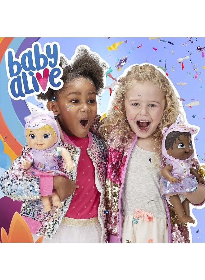 Baby Alive Tinycorns Doll, Unicorn, Accessories, Drinks, Wets, Black Hair Toy for Kids Ages 3 Years and Up