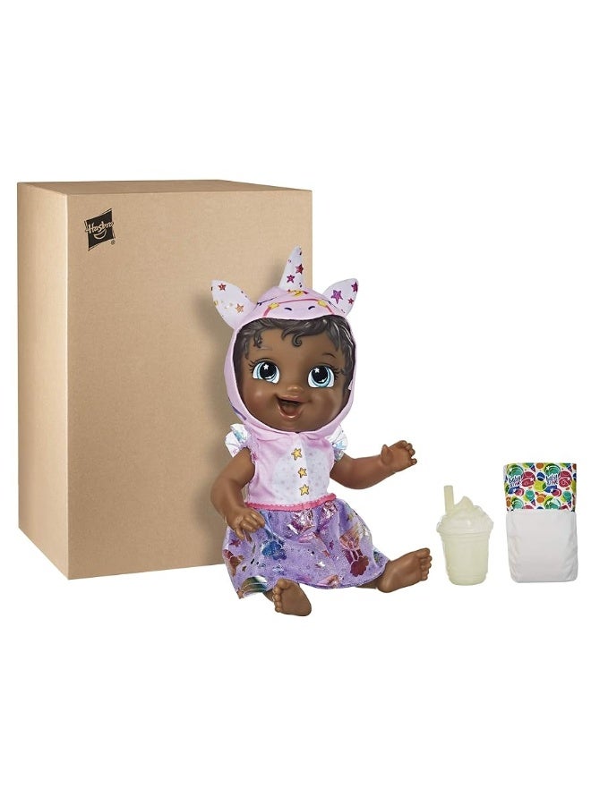 Baby Alive Tinycorns Doll, Unicorn, Accessories, Drinks, Wets, Black Hair Toy for Kids Ages 3 Years and Up