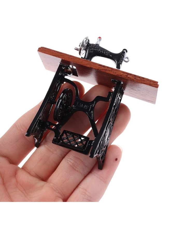 1:12 Vintage Sewing Machine Kids Sewing Machine Dollhouse Miniature Standing Set Mini Dollhouse Furniture Accessories Dollhouse Retro Furniture Doll Home Life Scene Ornament Kid Pretend Toys