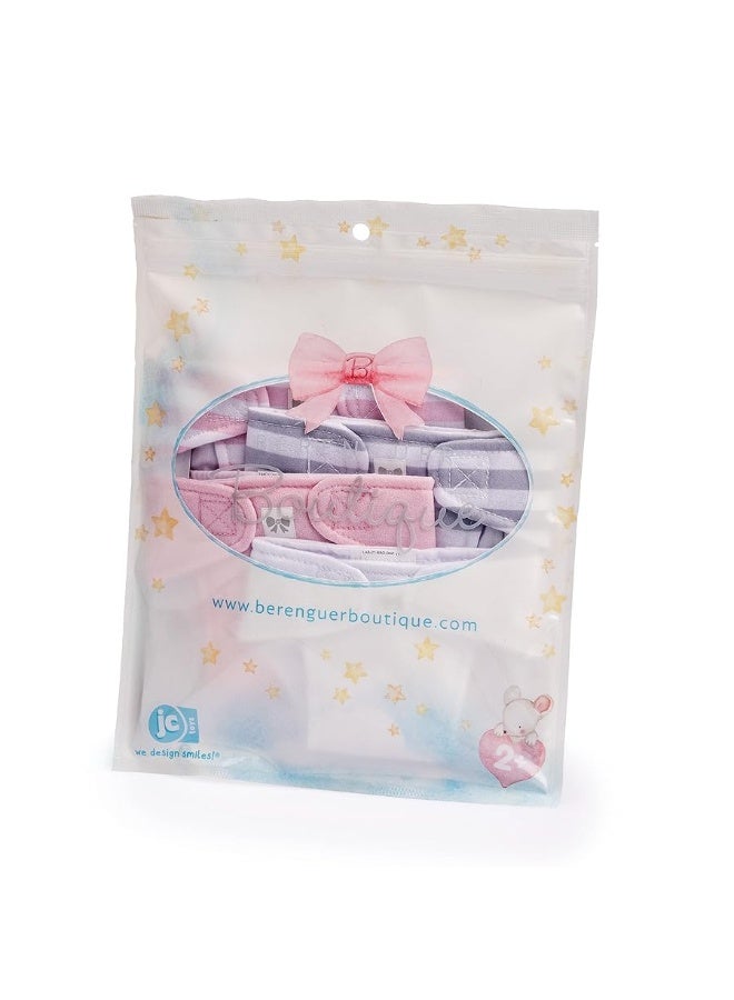 JC Toys Baby Doll Washable and Reusable Eco Diapers 4 Pack Fits Dolls 14 to 18 inch in Pink/White/Grey