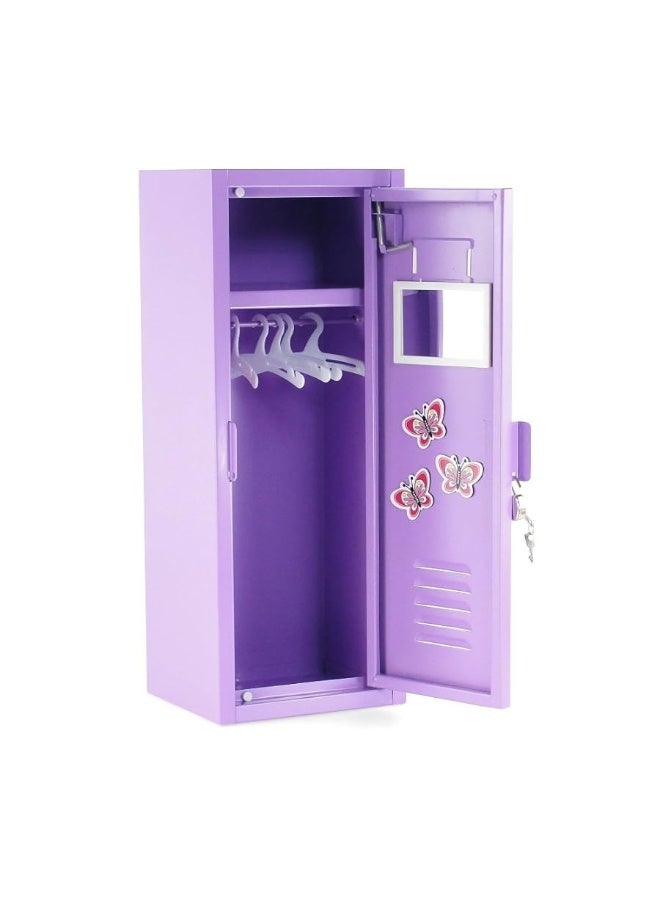 Emily Rose 18 Inch Doll Clothes Storage Option - Bright Purple School Locker with TONS of Accessories | 18