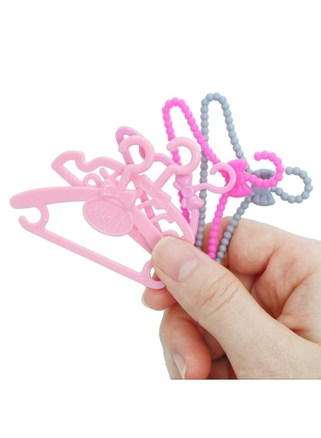 BJDBUS 80 Pcs Plastic Hangers Accessories for 11.5 inch Doll Clothes Gown Dress Outfit