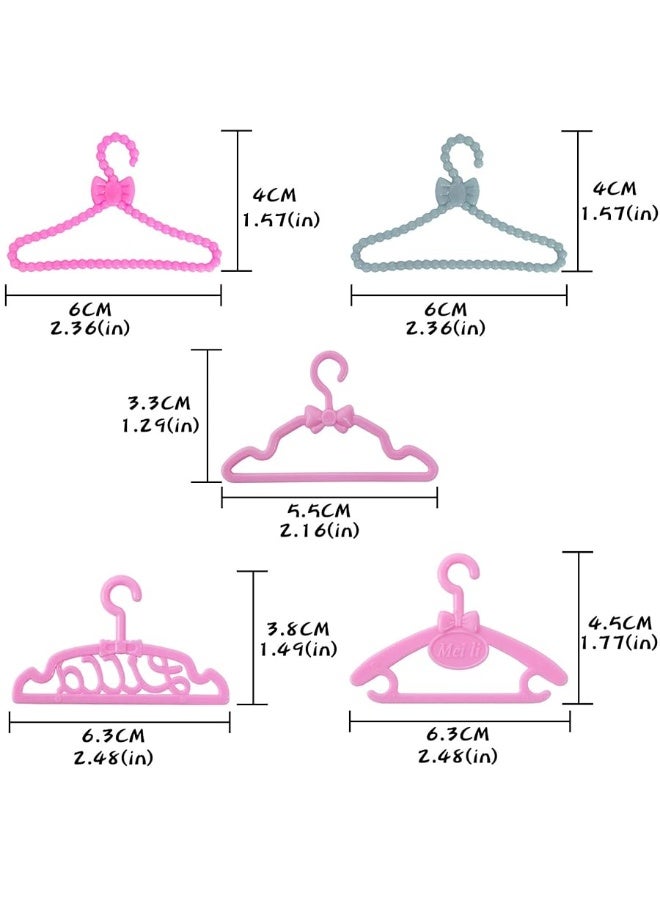 BJDBUS 80 Pcs Plastic Hangers Accessories for 11.5 inch Doll Clothes Gown Dress Outfit