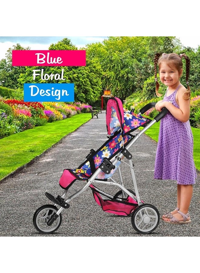 fash n kolorÂ® Baby Doll Stroller Gift for Kids, Toy Doll Stroller with Adjustable Canopy & Storage Basket Push Pram Baby Stroller for Dolls - Foldable Doll Stroller for Pretend Play Dolls Accessories