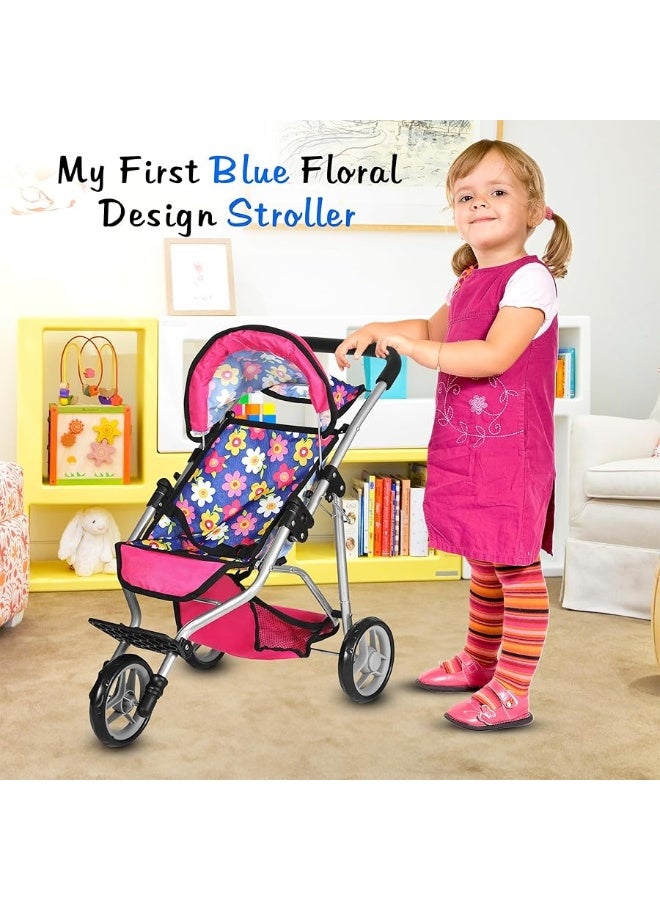 fash n kolorÂ® Baby Doll Stroller Gift for Kids, Toy Doll Stroller with Adjustable Canopy & Storage Basket Push Pram Baby Stroller for Dolls - Foldable Doll Stroller for Pretend Play Dolls Accessories