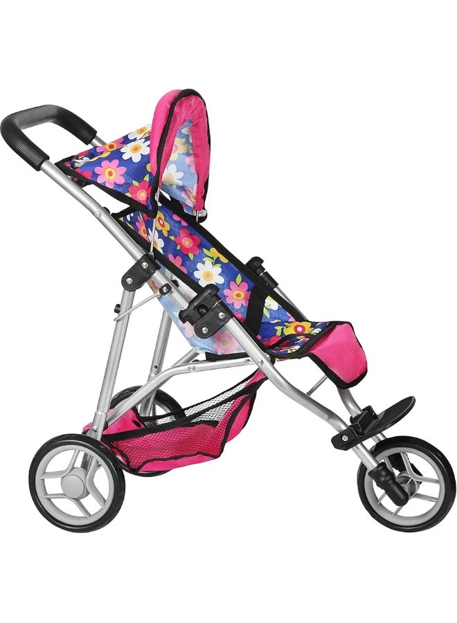 fash n kolorÂ® Baby Doll Stroller Gift for Kids, Toy Doll Stroller with Adjustable Canopy & Storage Basket Push Pram Baby Stroller for Dolls - Foldable Doll Stroller for Pretend Play Dolls Accessories