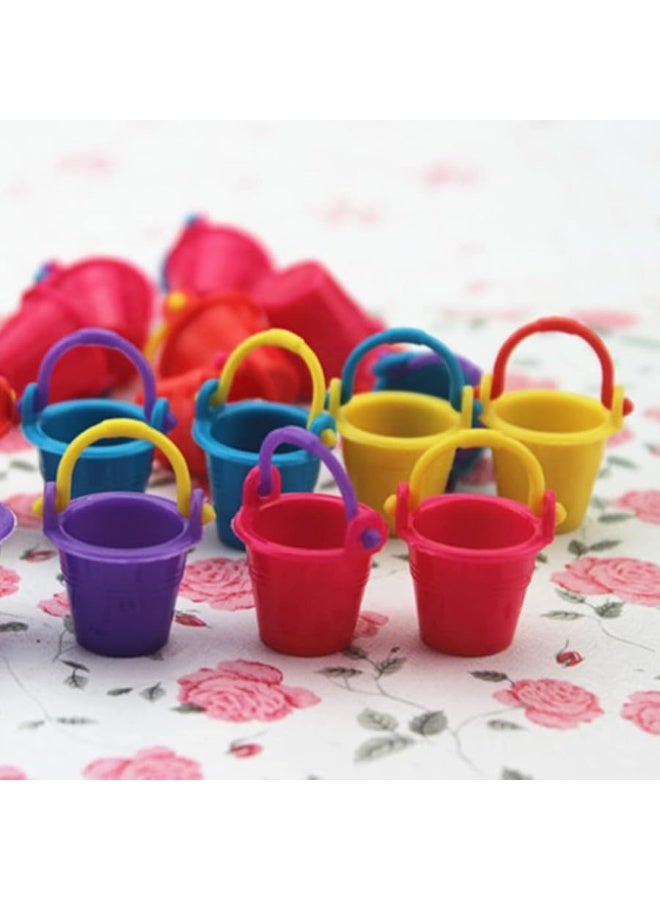 NUOBESTY Miniature Buckets Model 10 Pcs Dollhouse Buckets, 1: 12 Mini Buckets Model Miniature Buckets Dollhouse Accessories Small House Scene Layout Props for Kids Mini House Buckets