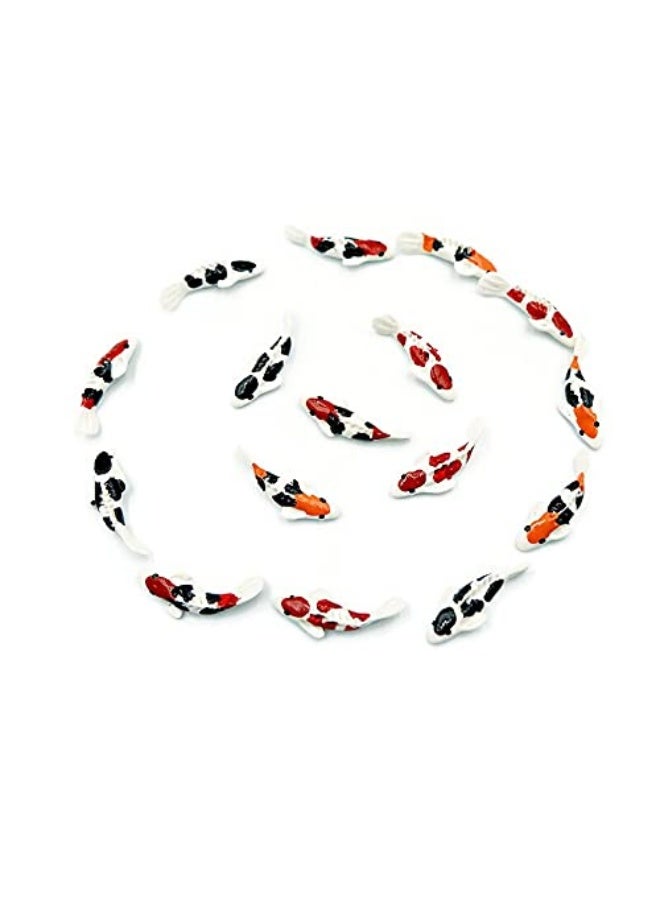 Lot of 12 Miniature White Fish Fairy Garden Supplies Animal Fish Figurine Furniture Dollhouse # 3 Colors Orange Black & White