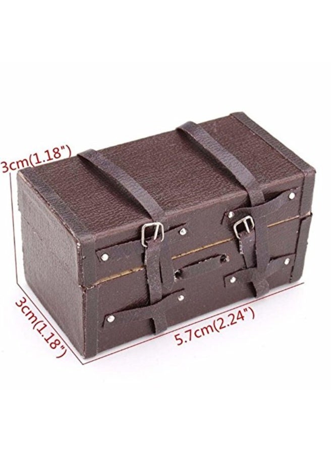 Dollhouse Miniature Doll Furniture Accessories 1:12 Dollhouse Miniature Vintage Brown Lugguage Box Trunk case Bag, Can Open and Close, Retro Elegant Vivid