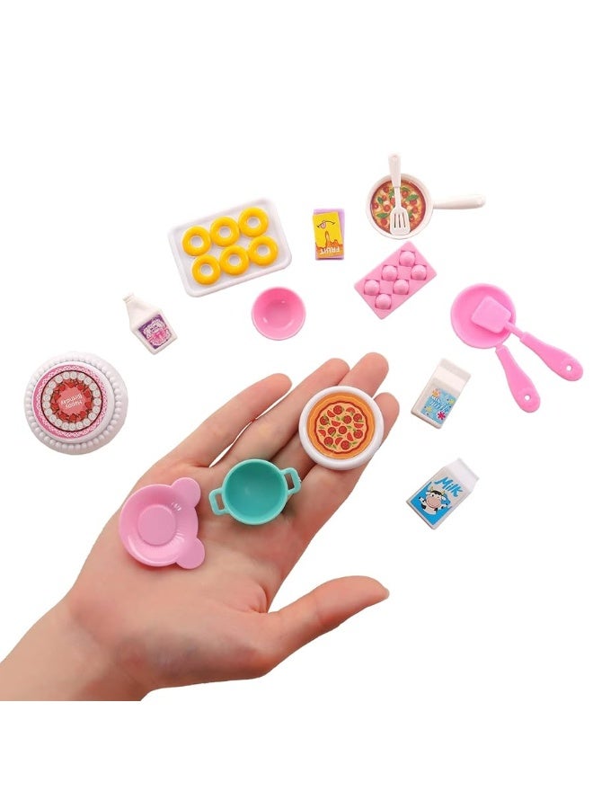 Miunana 43 pcs Collectible Set of Adorable Doll Food Tableware for Dollhouse Kitchen Set Mini Dollhouse Food Set for Dollhouse Game Party Toys