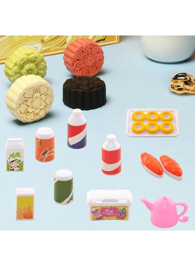 Miunana 43 pcs Collectible Set of Adorable Doll Food Tableware for Dollhouse Kitchen Set Mini Dollhouse Food Set for Dollhouse Game Party Toys