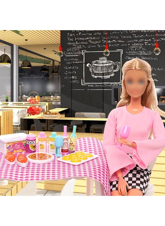 Miunana 43 pcs Collectible Set of Adorable Doll Food Tableware for Dollhouse Kitchen Set Mini Dollhouse Food Set for Dollhouse Game Party Toys