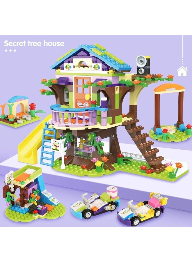 1556 Pieces Tree House Kith Happy Family Party Creative Building Toy Set for Kids - Portable Storage Box with Base Plates Lid - Best Learning and Roleplay Gifts for Boys Girls Ages 6-12