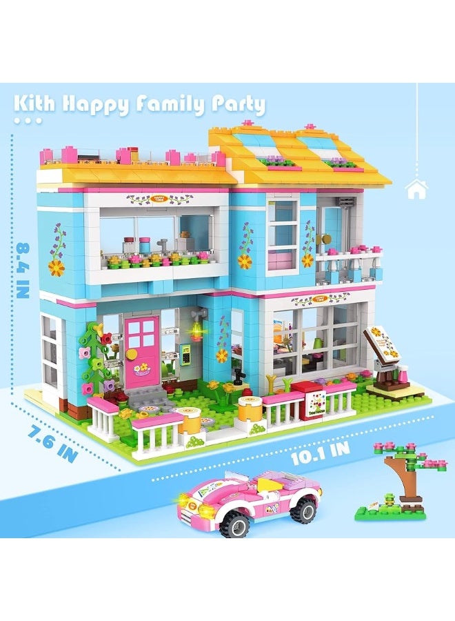 1556 Pieces Tree House Kith Happy Family Party Creative Building Toy Set for Kids - Portable Storage Box with Base Plates Lid - Best Learning and Roleplay Gifts for Boys Girls Ages 6-12