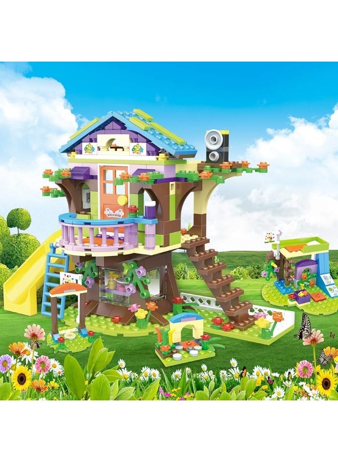 1556 Pieces Tree House Kith Happy Family Party Creative Building Toy Set for Kids - Portable Storage Box with Base Plates Lid - Best Learning and Roleplay Gifts for Boys Girls Ages 6-12